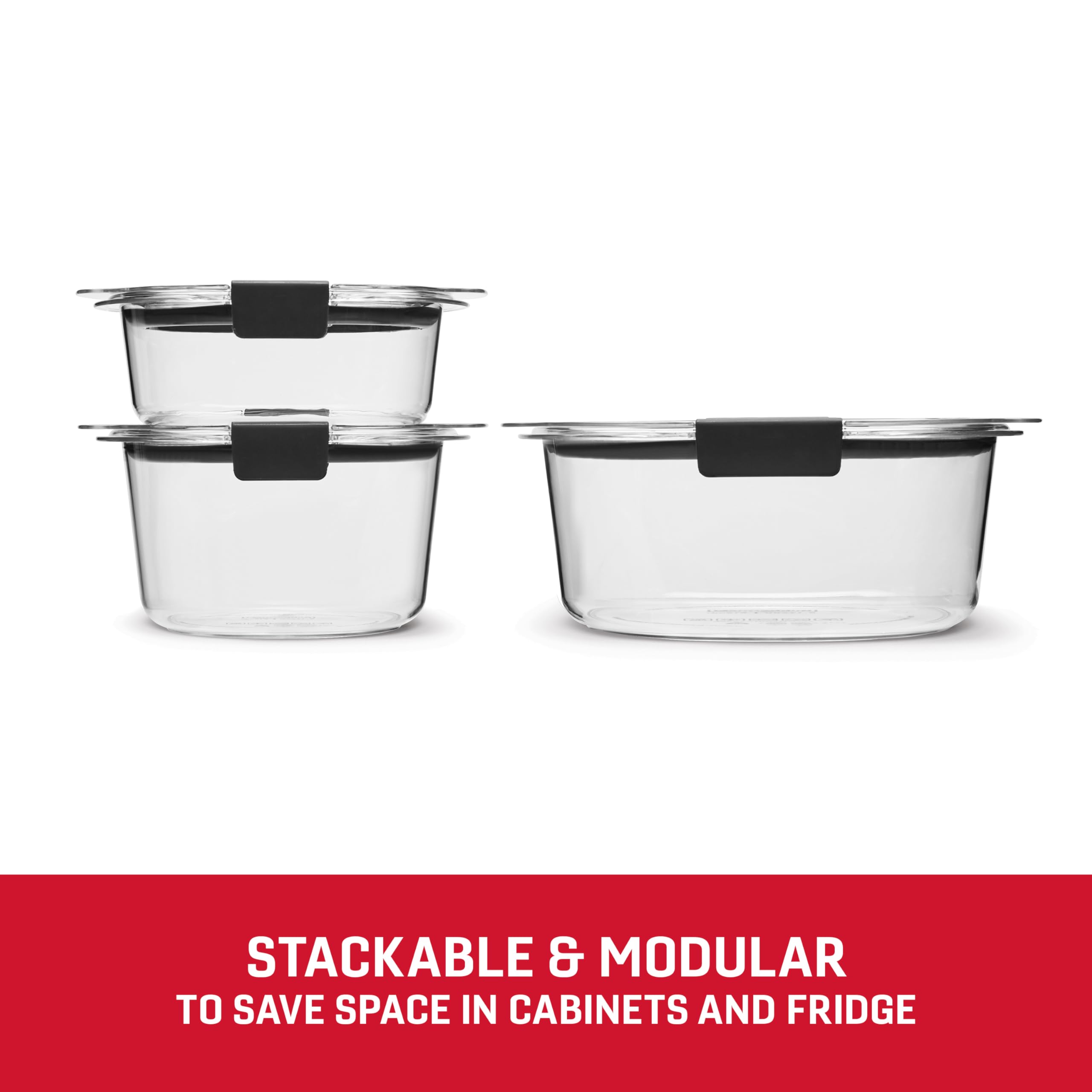 Rubbermaid Brilliance round container showcasing shatter-resistance for easy transport.