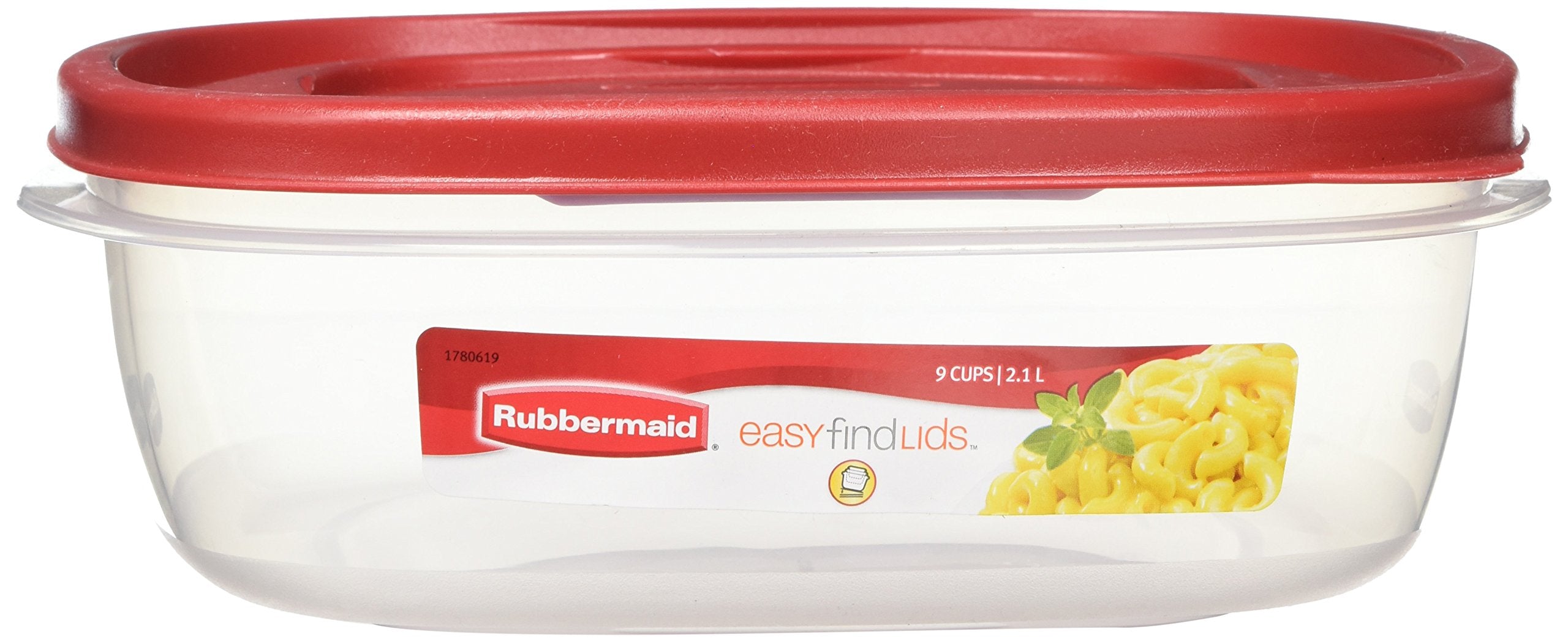 Rubbermaid Easy Find Lid square 9-cup container with clear base for quick access and organized storage
