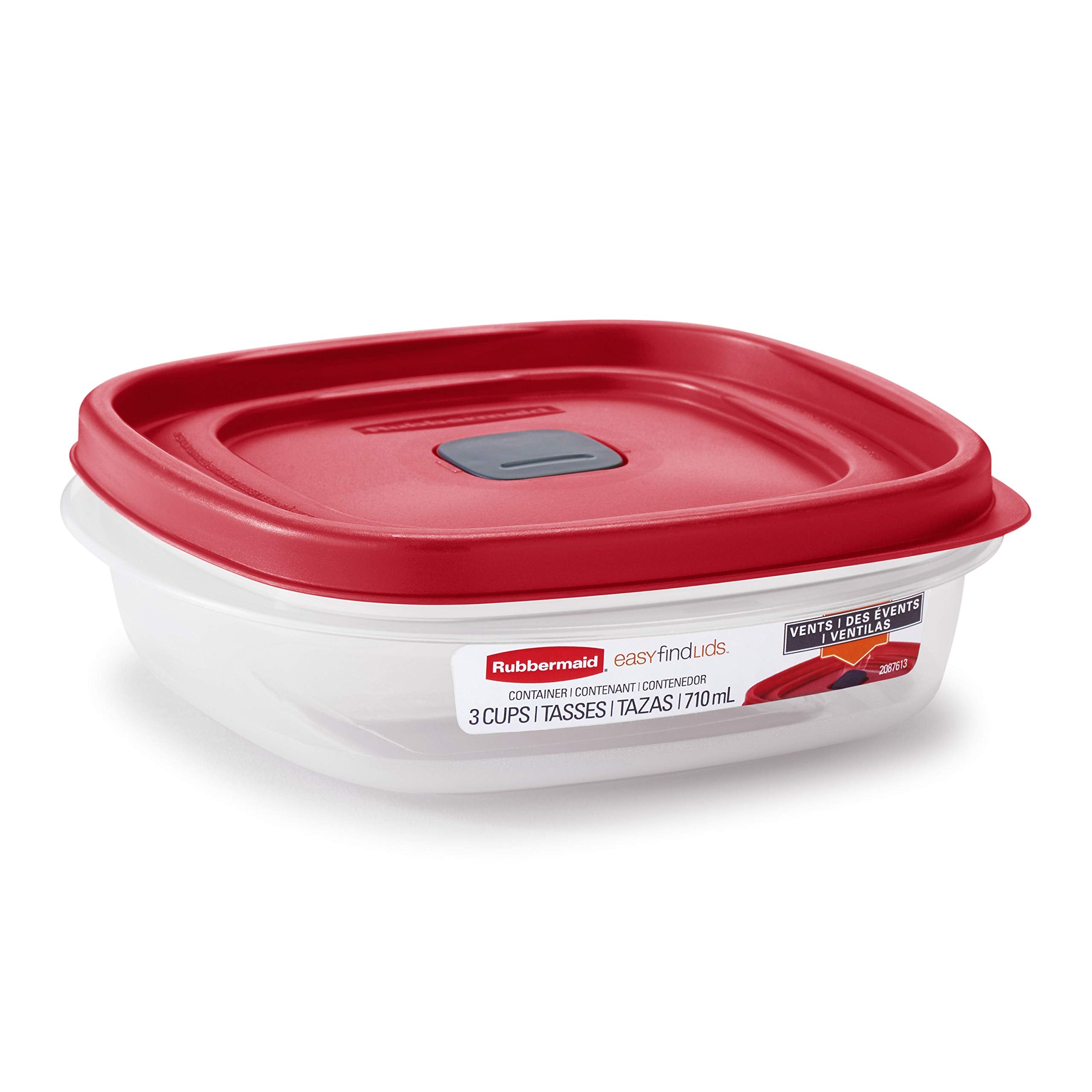 Rubbermaid EasyFindLids vented lid demonstrating safe reheating with vents open
