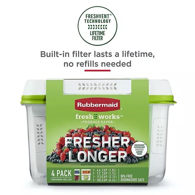 Rubbermaid FreshWorks large short container keeps lettuce crisp with elevated base