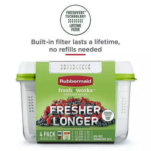 Rubbermaid FreshWorks large short container keeps lettuce crisp with elevated base