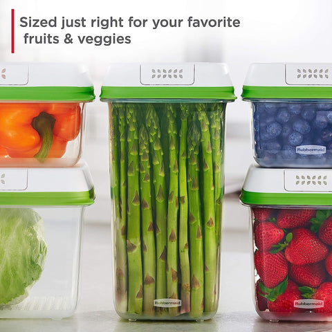 Nesting design lets Rubbermaid FreshWorks containers stack neatly when not in use