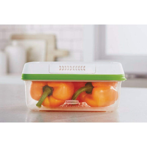 Rubbermaid FreshWorks Saver elevated base and vented design promote airflow for fresher produce.