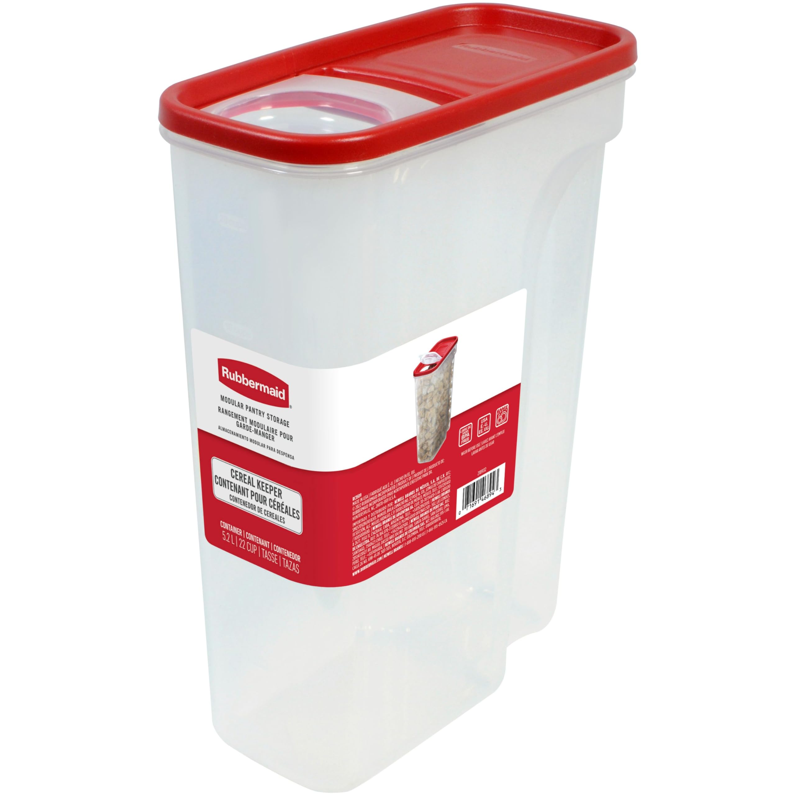 Rubbermaid Modular Cereal Keeper Large with flip-top lid for easy pouring and freshness.