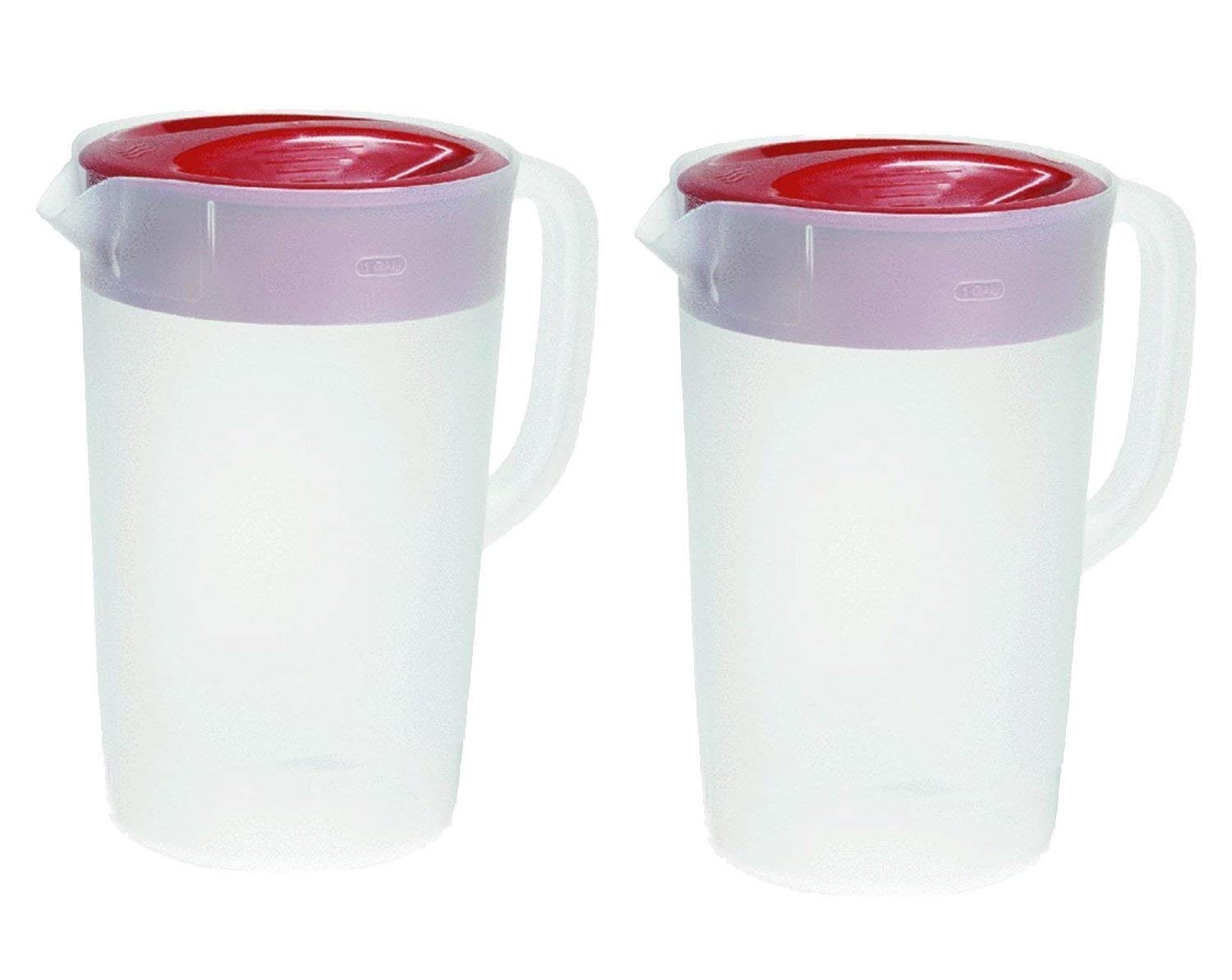Rubbermaid Servin' Saver 1-gallon pitcher with red lid for easy pouring