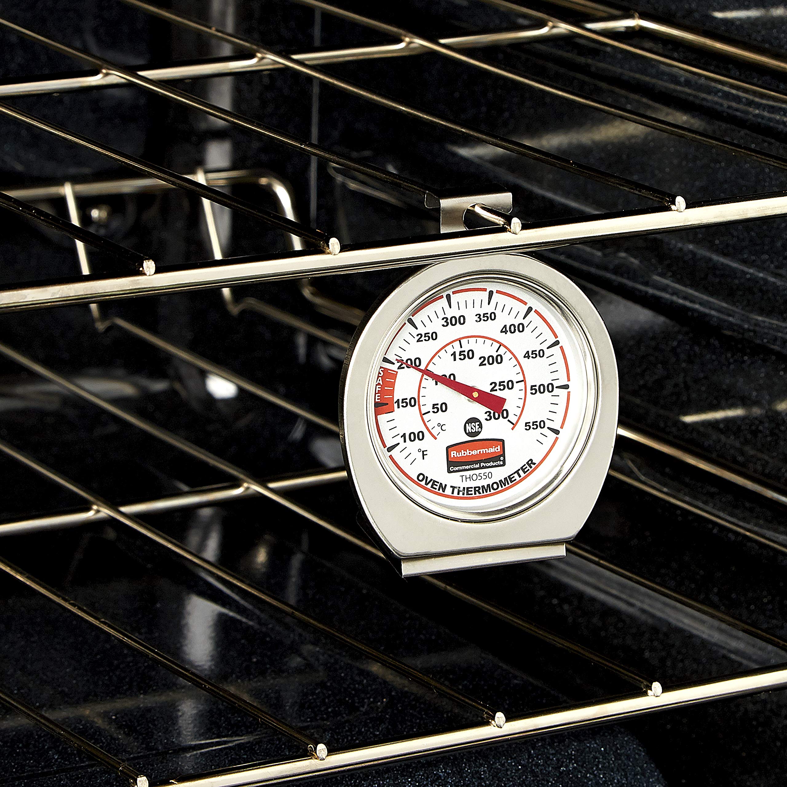 NSF certified Rubbermaid thermometer for safe kitchen use.