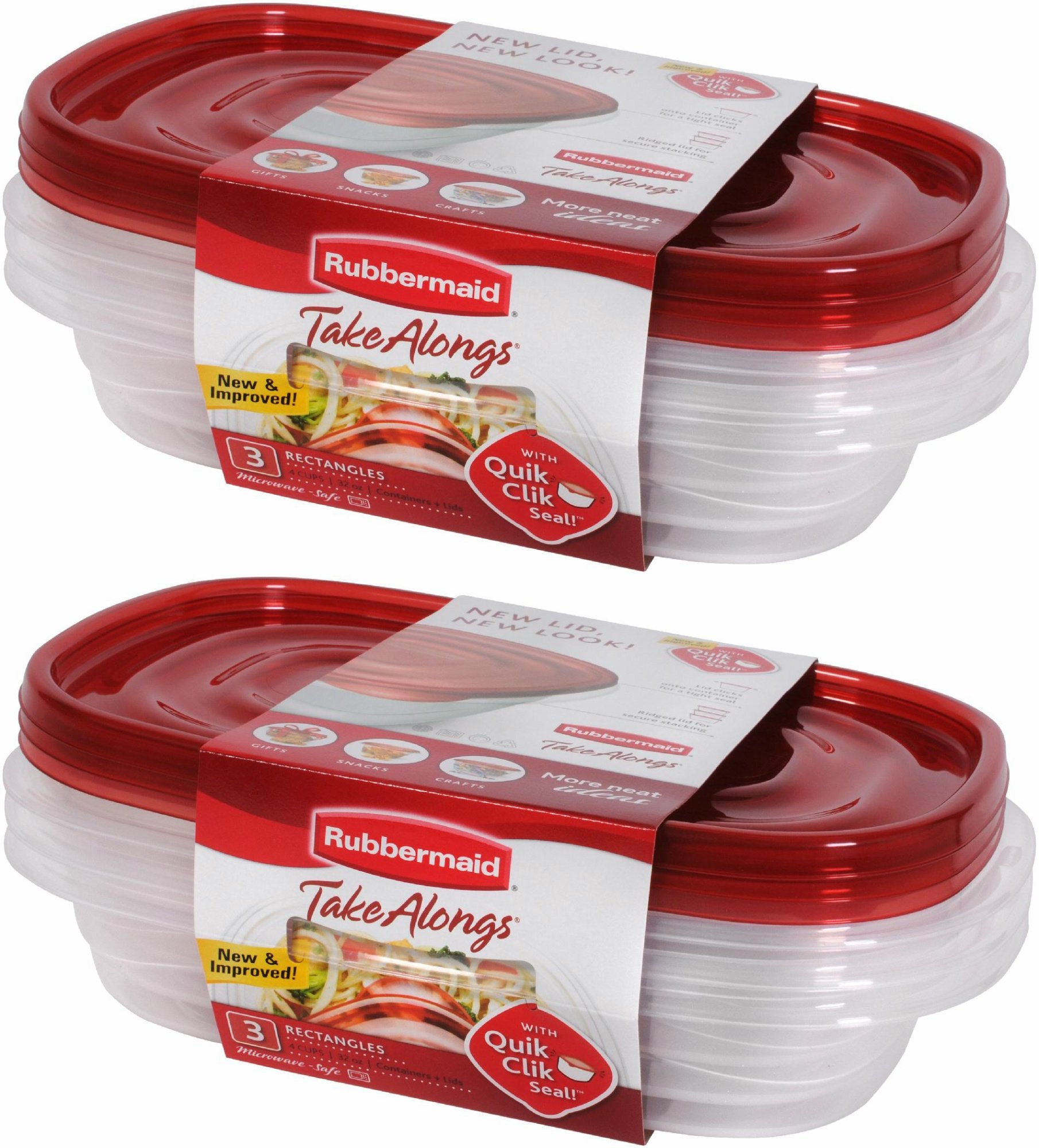 Rubbermaid Take Alongs 4-cup rectangle container with lid, ideal for lunches.