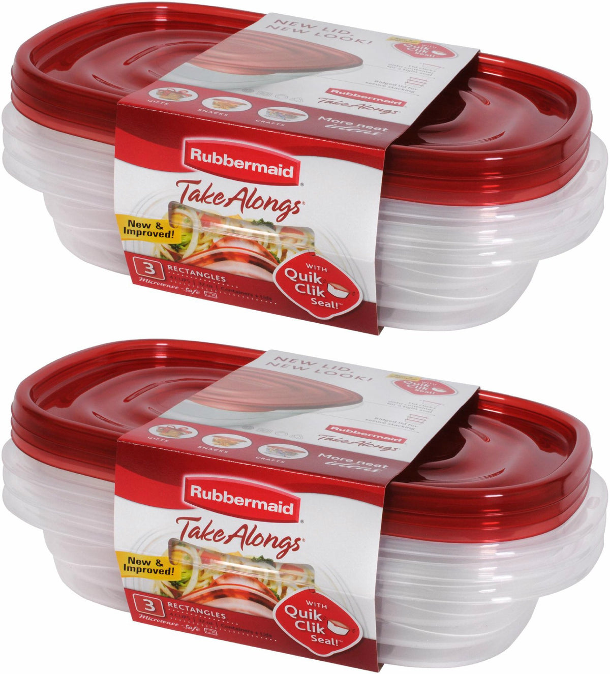 Rubbermaid Take Alongs 4-cup rectangle container with lid, ideal for lunches.