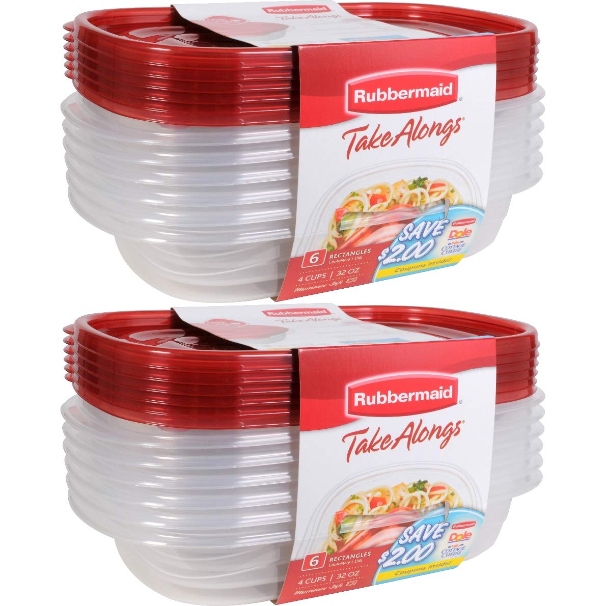 Rubbermaid TakeAlongs 4-Cup Rectangle Container shows contents for quick meal prep and portion control.