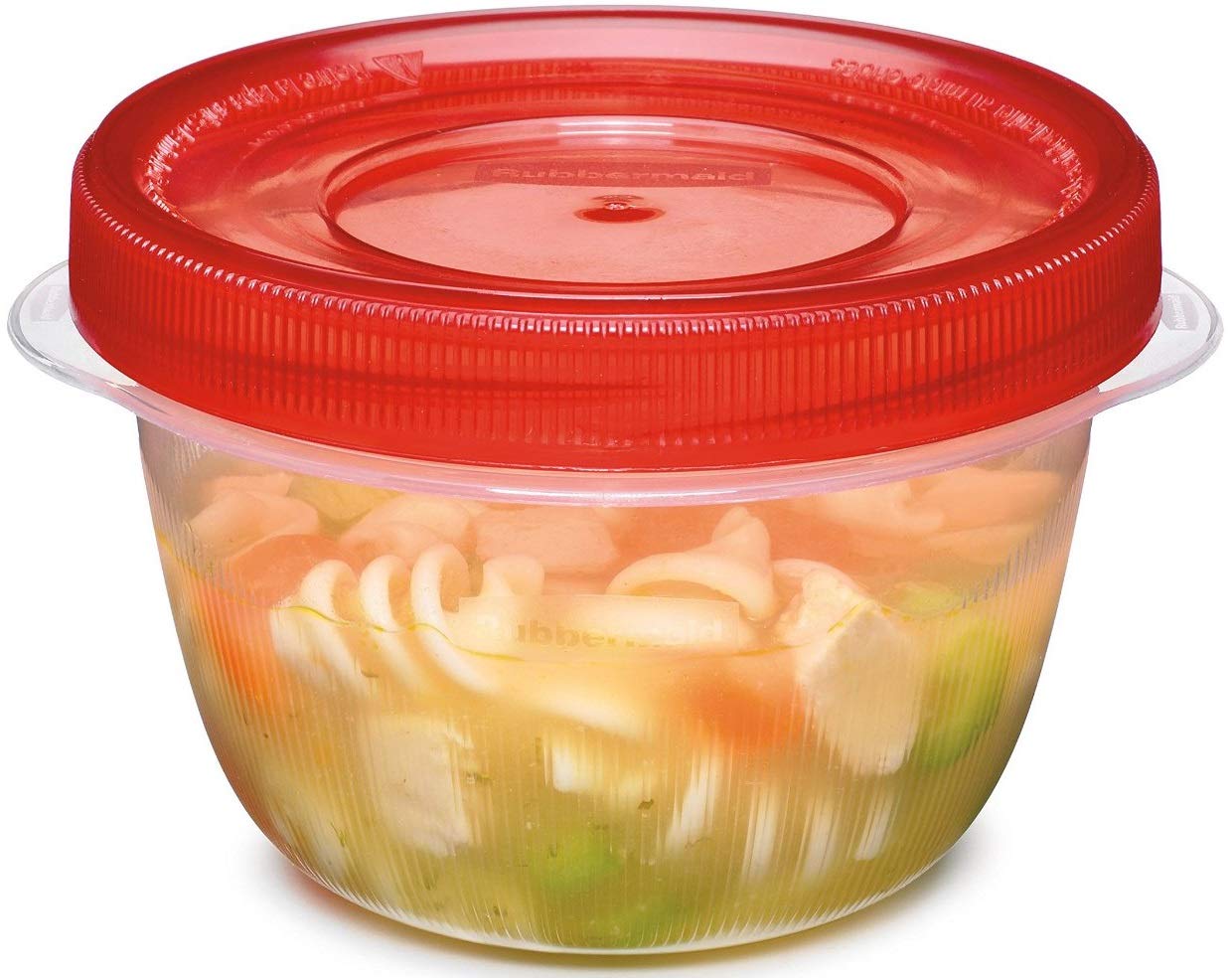 Rubbermaid TakeAlongs Twist & Seal lid-twist close-up showing secure mechanism.