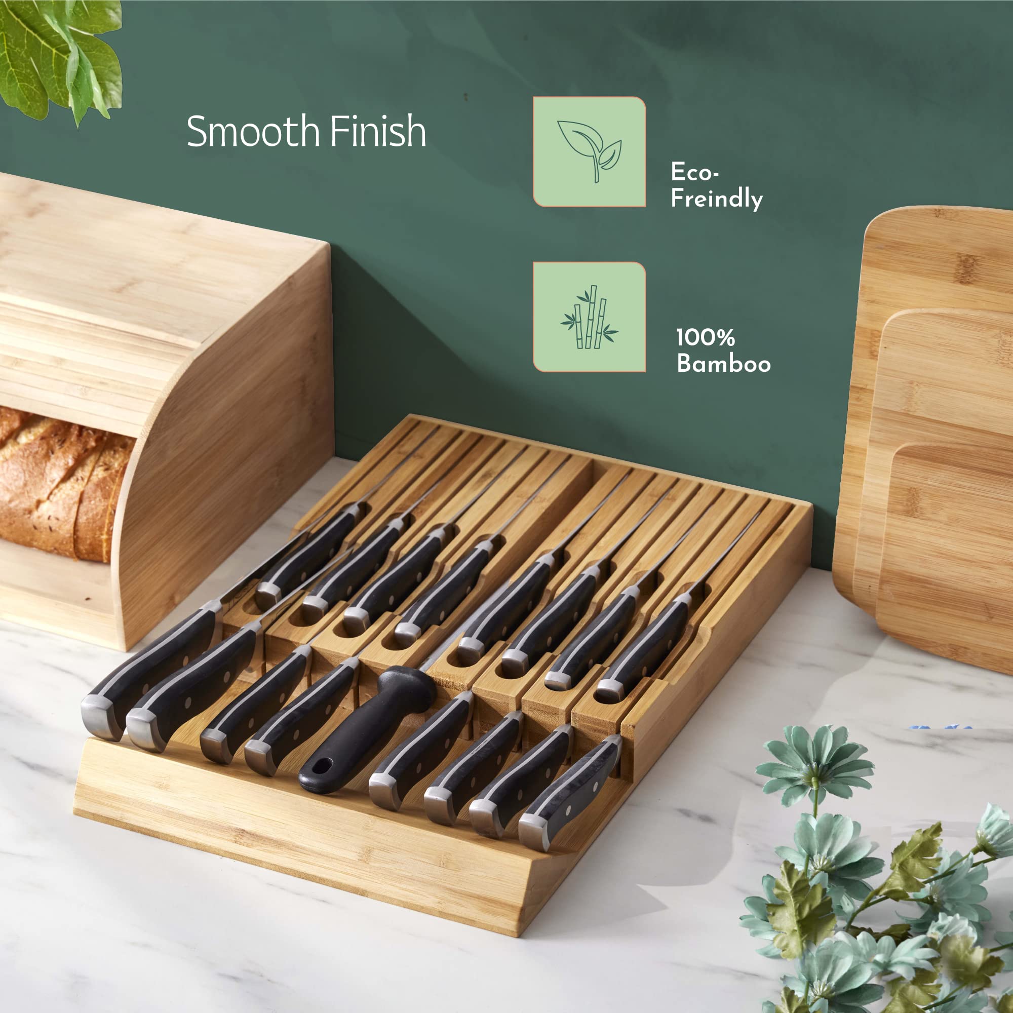 RUBOXA curved slots allow safe knife retrieval without crowding.