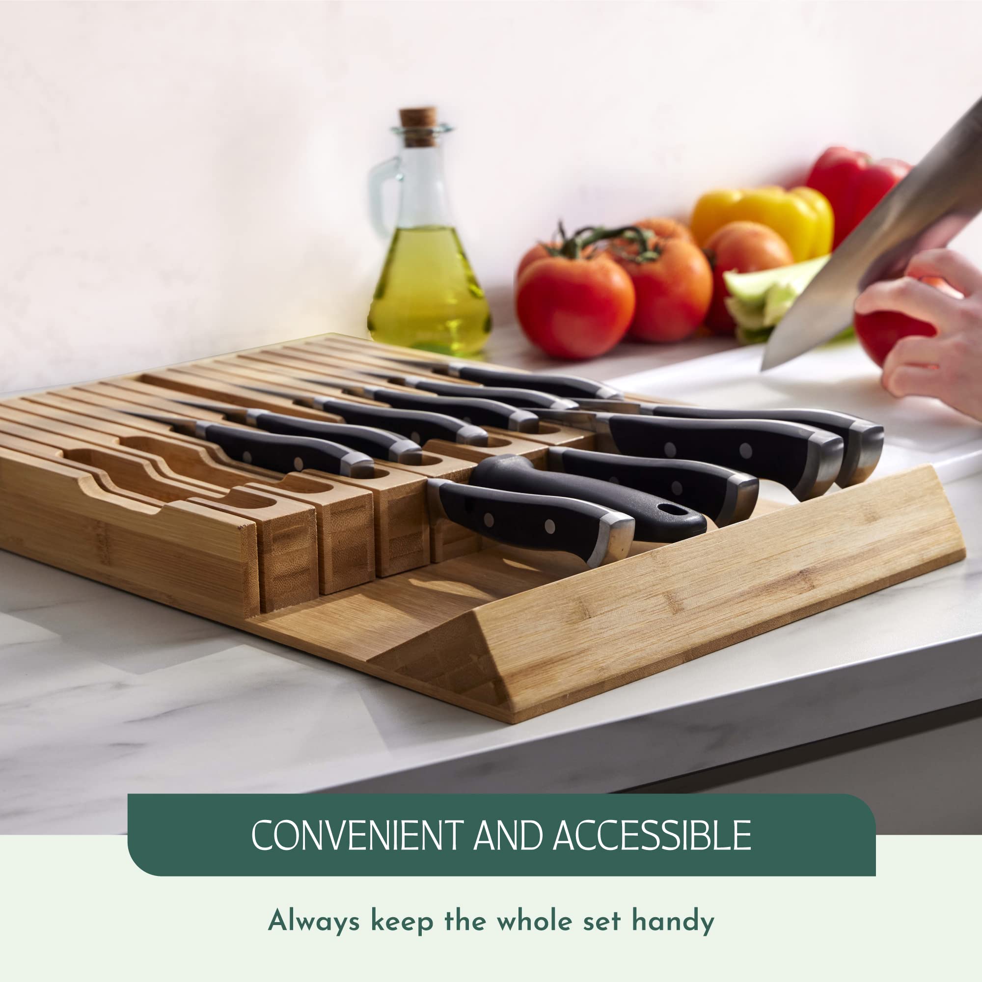 RUBOXA double-capacity design maximizes knife storage in a compact block.