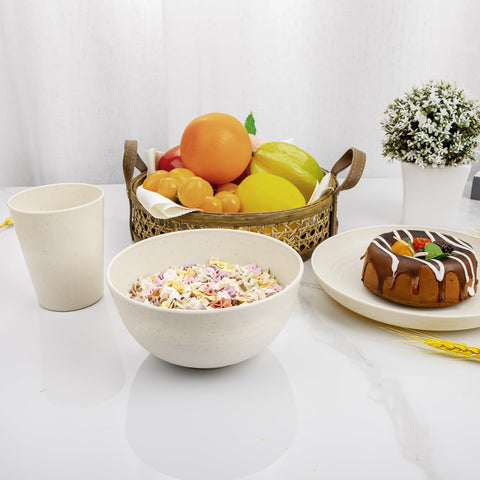 Rubtlamp 24-piece wheat straw cups beige, easy to grip and dishwasher safe.