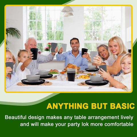 Rubtlamp camping dining setup, durable plates and bowls for outdoor meals.