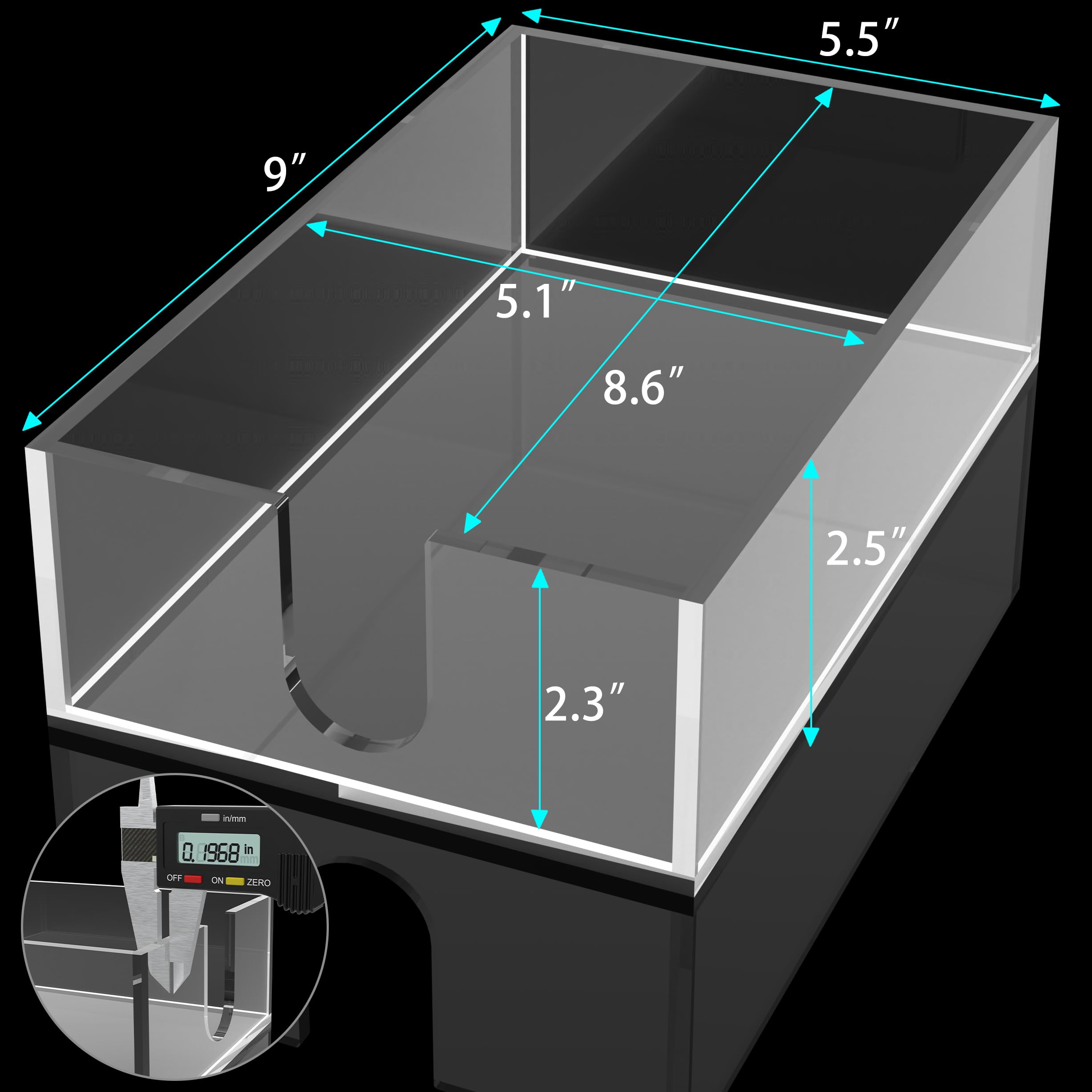 Rubtlamp napkin holder shows side U-cut for easy reach during messy moments.
