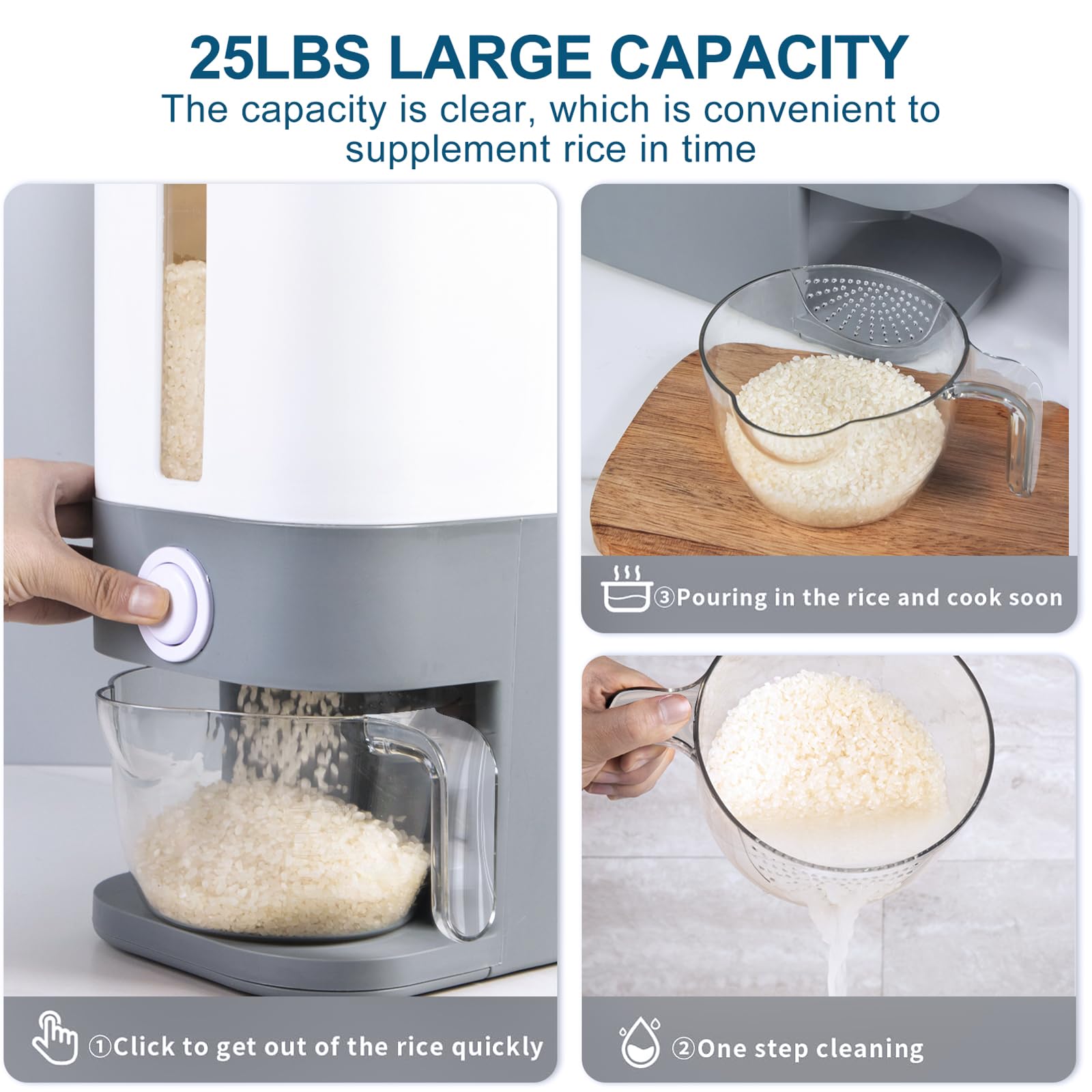 Rubtlamp auto dispenser button in use for portioning rice