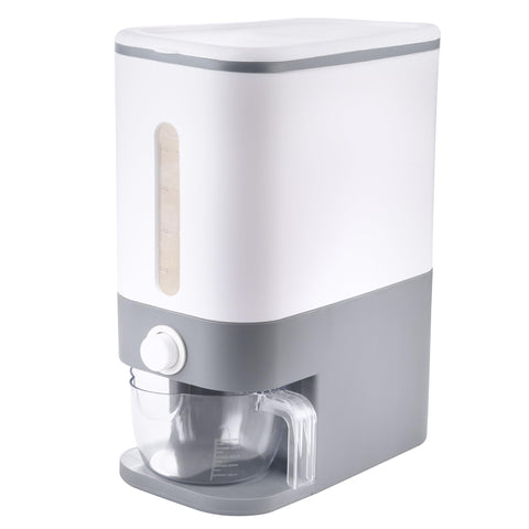 Rubtlamp rice dispenser front view with clear window showing inventory