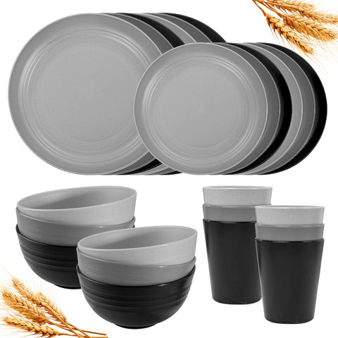 Rubtlamp wheat straw dinner plate in gray, durable and microwave-safe for everyday meals.