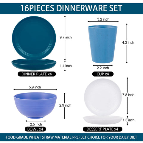Rubtlamp wheat straw dessert plates in four colors ideal for desserts and kids' meals