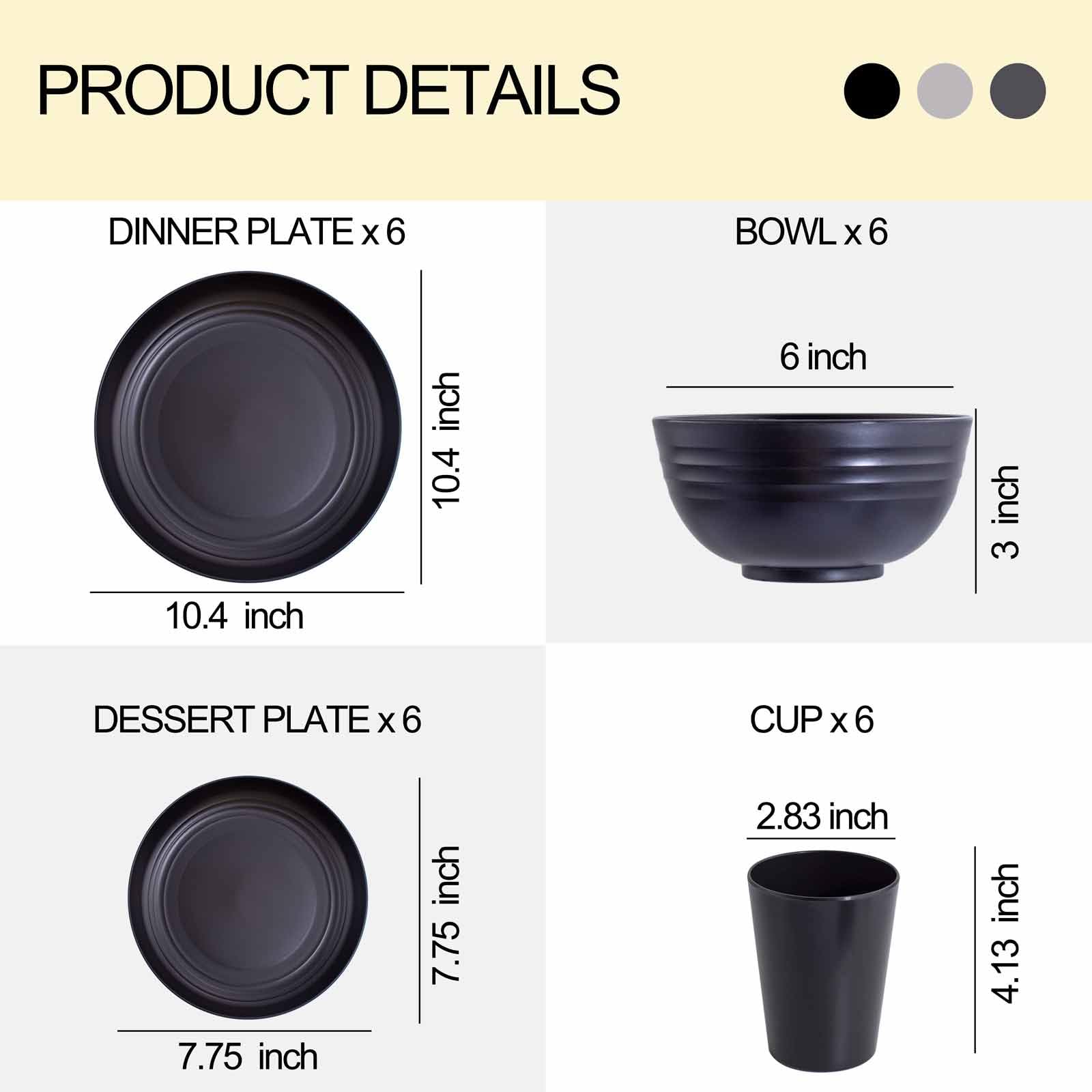 Rubtlamp wheat straw salad plate in light gray, stackable for space-saving dining.