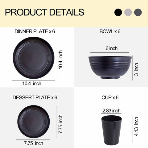 Rubtlamp wheat straw salad plate in light gray, stackable for space-saving dining.