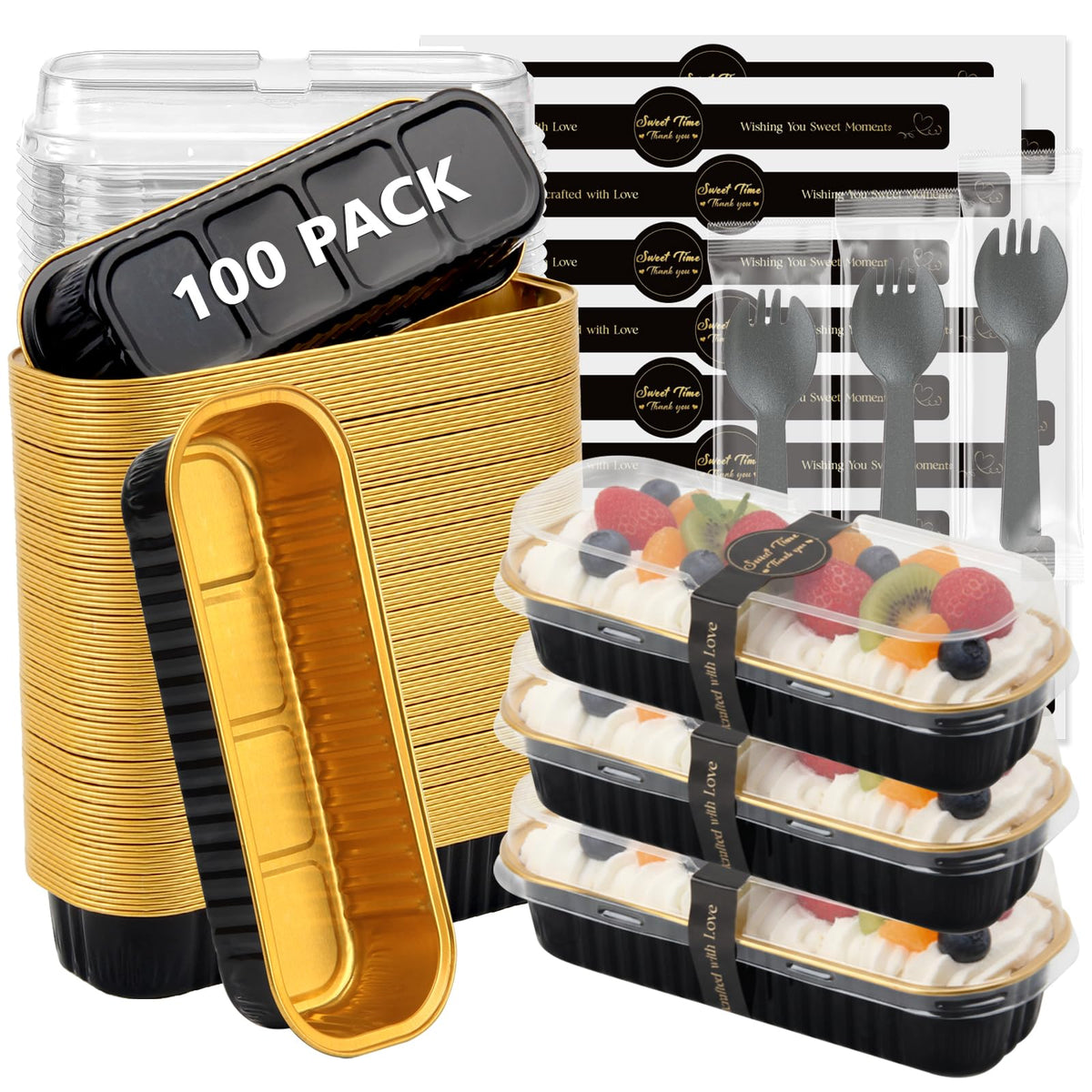 Ruckae mini loaf pans with lids and spoons for easy home baking