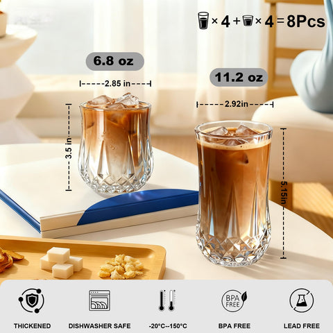 Ruckae glass with diamond pattern offers an elegant, comfortable grip.