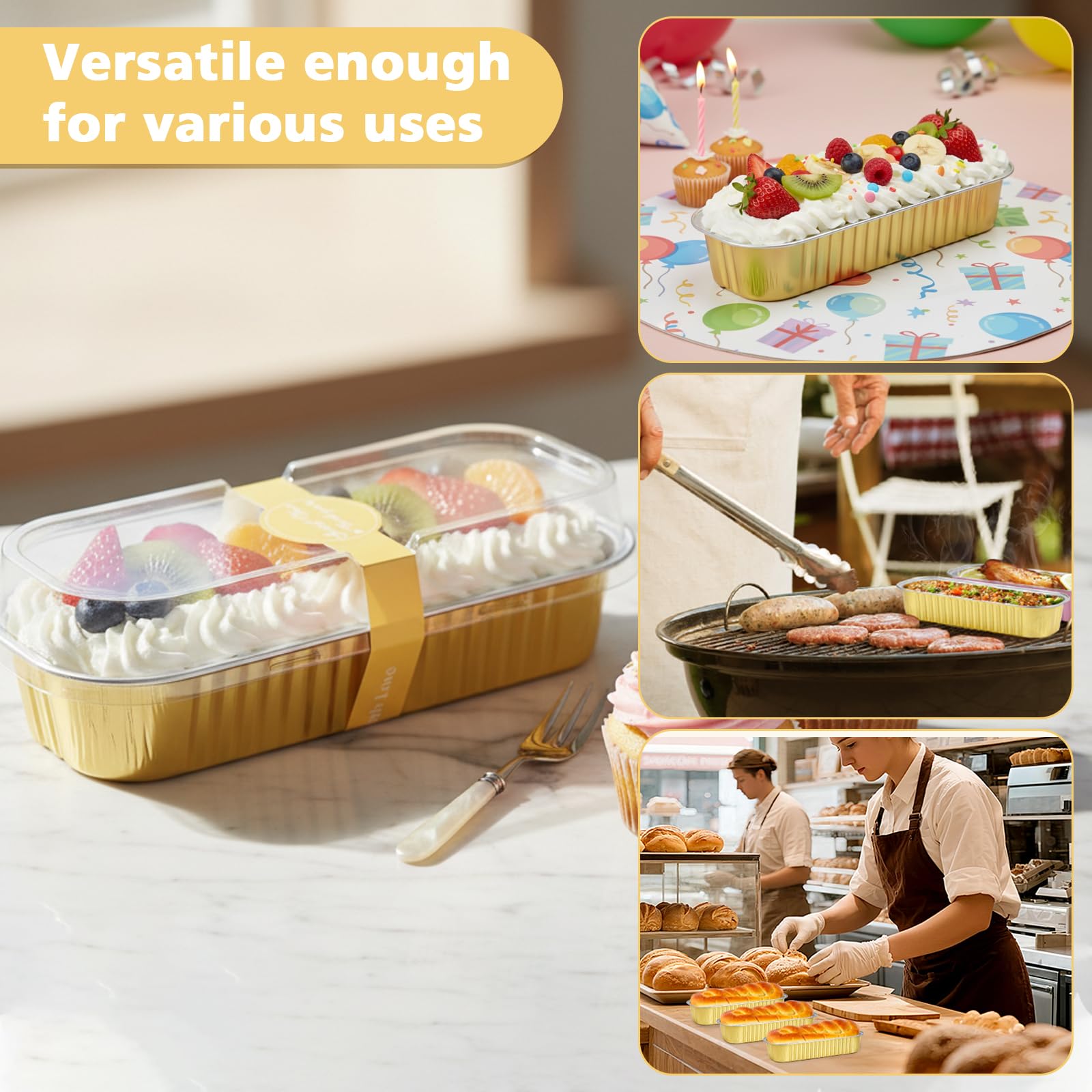 Ruckae mini loaf pans suited for mini cakes, breads, and brownies at events.