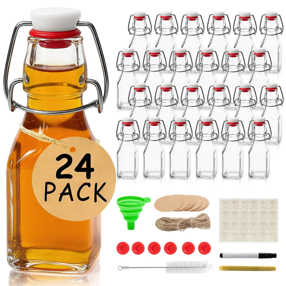 Ruckae square swing top bottle pours cleanly for kombucha and syrups.