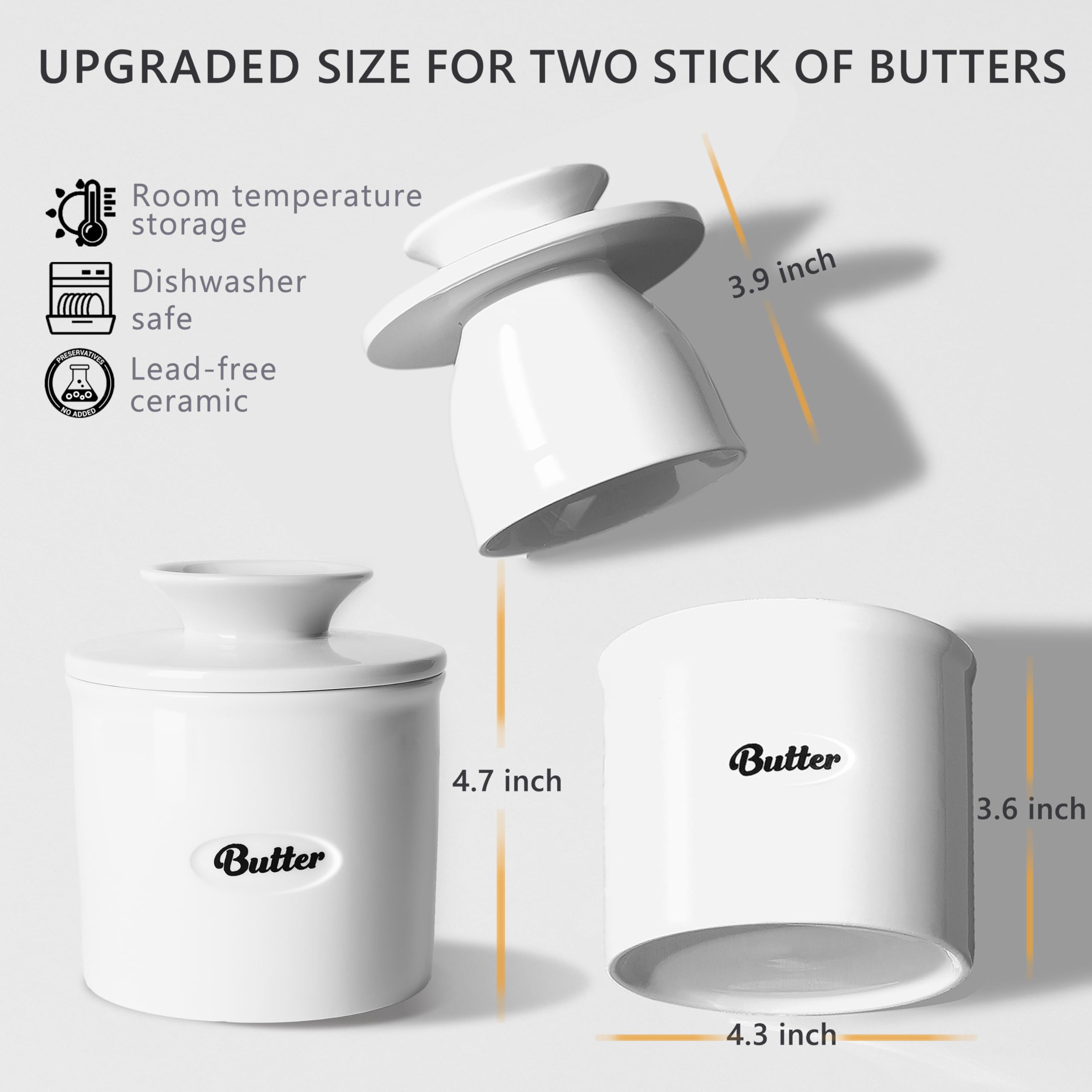 Rucoreon butter crock lid seal detail showing water-based freshness barrier.
