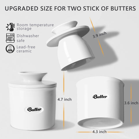 Rucoreon butter crock lid seal detail showing water-based freshness barrier.