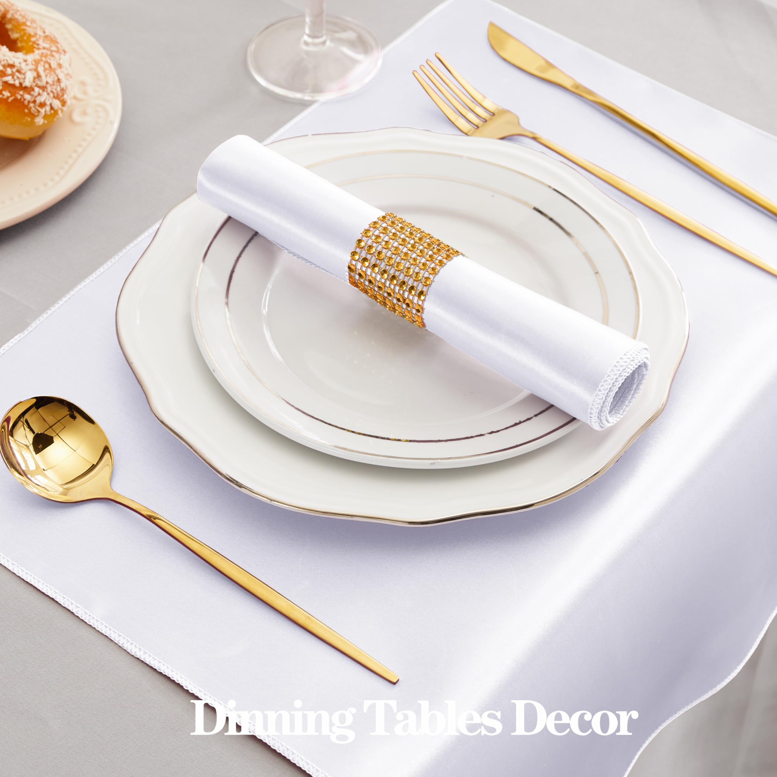 RUDONG M gold napkin rings close-up with rhinestone accents