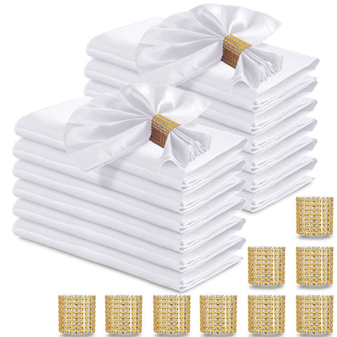 RUDONG M white satin napkins 17x17 laid flat for elegant wedding decor