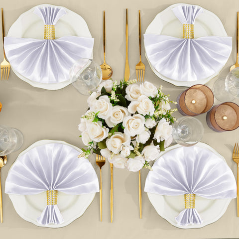 RUDONG M wedding table with satin napkins and rings for ambiance