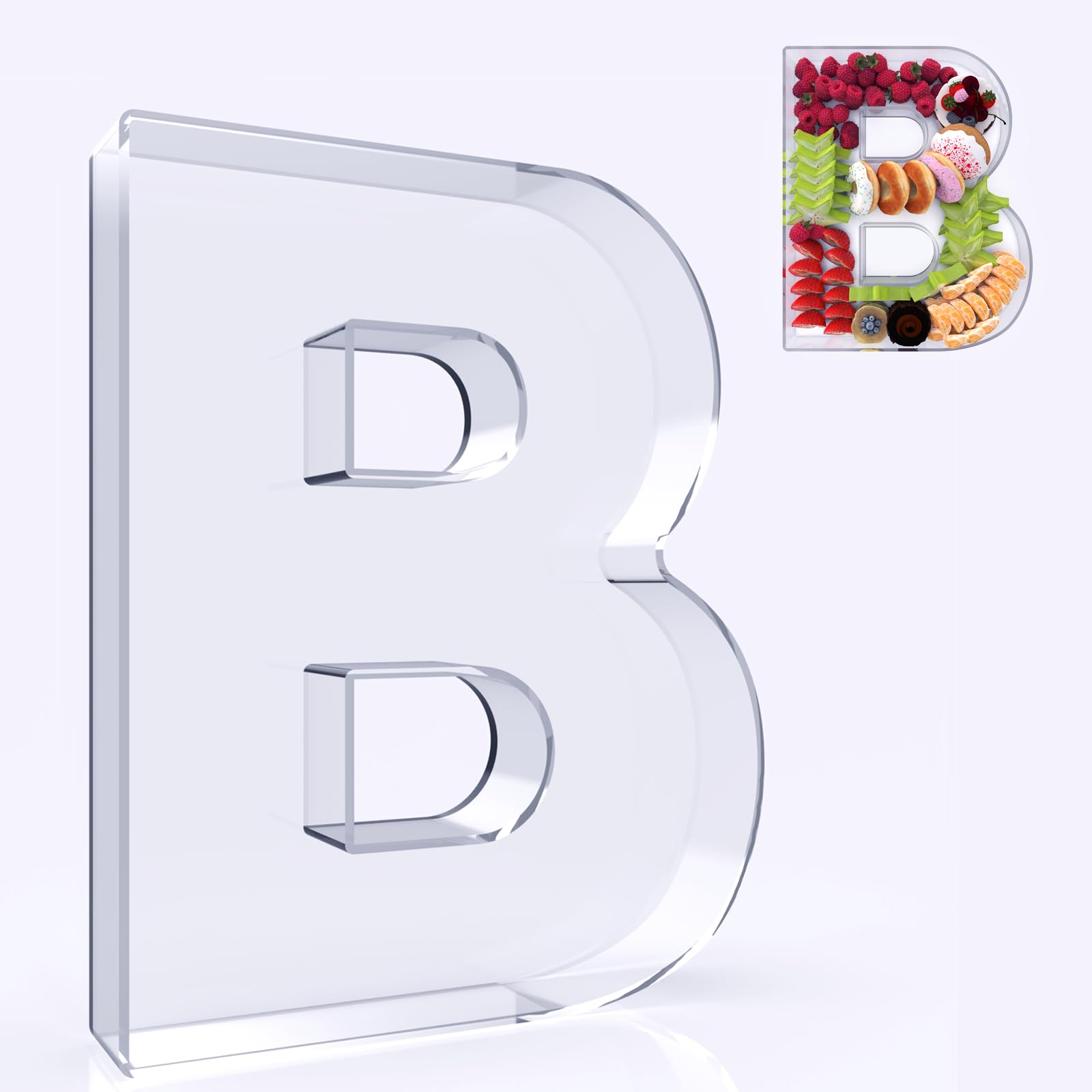 RUFHVTY 11-inch acrylic letter charcuterie box front view for elegant party displays.
