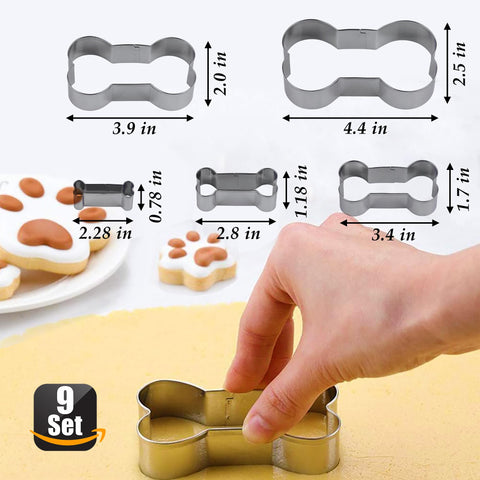 RUGVOMWM five-piece bone cookie cutters for uniform bone treats.