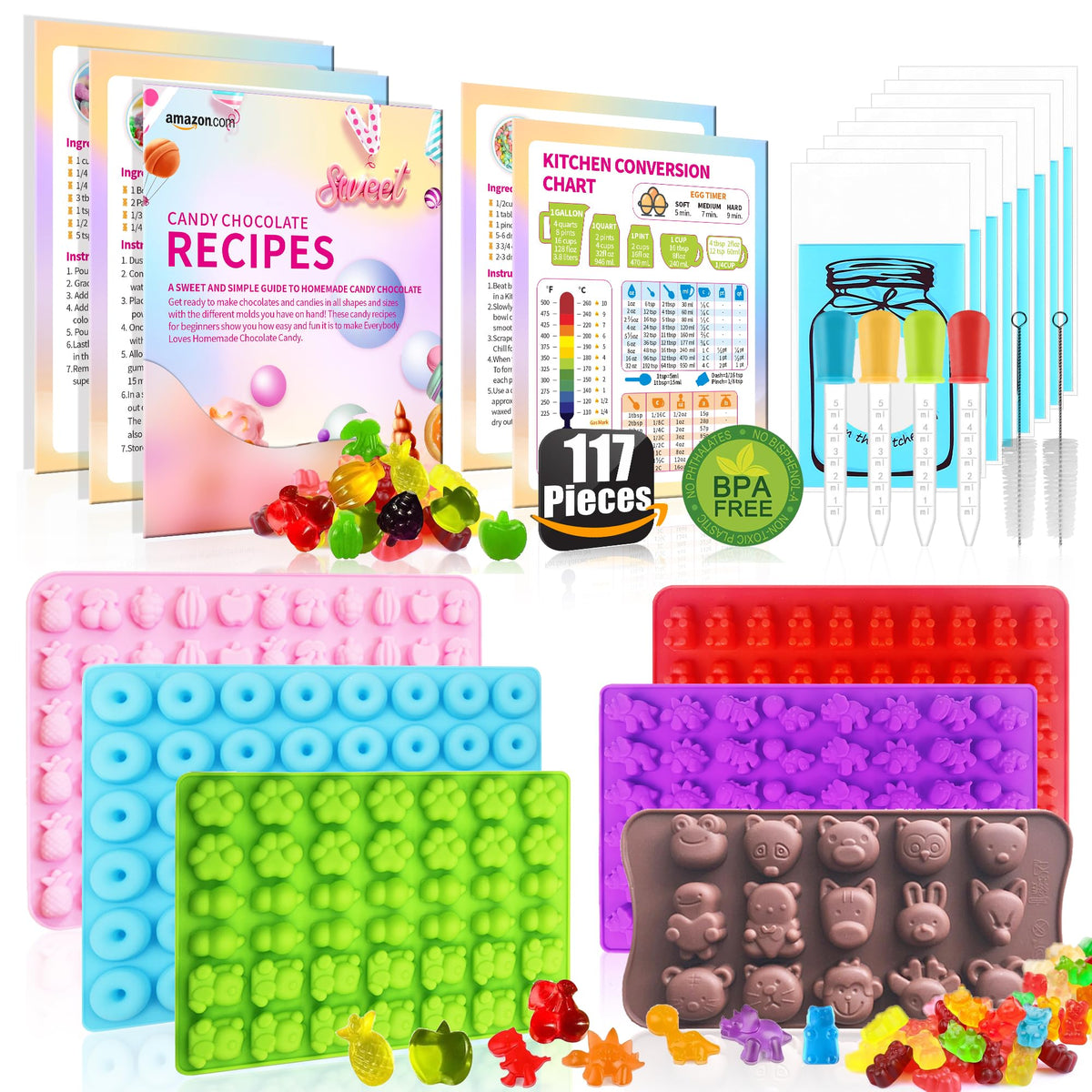 RUGVOMWM silicone candy mold kit with dinosaur shapes for fun party treats