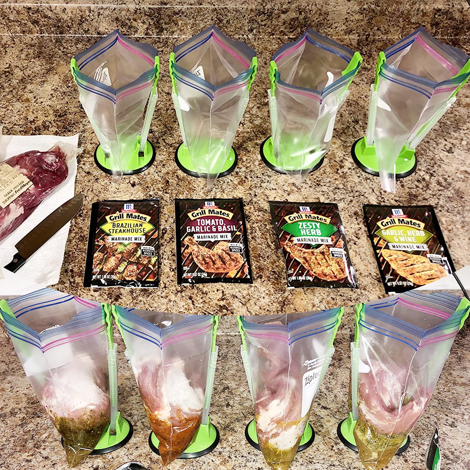Ruibo clip-fill system enables hands-free bag filling.