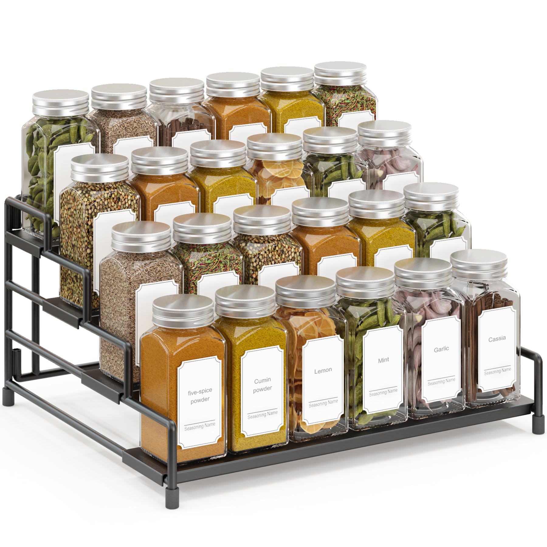 RUILALIFE 4-Tier spice rack front view shows compact, space-saving storage.