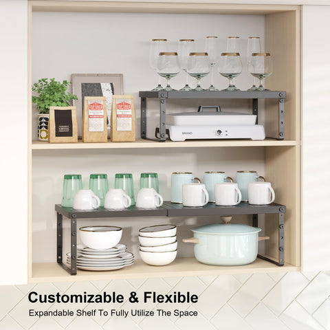 RUILALIFE adjustable height shelf levels with three settings for tall bottles and jars