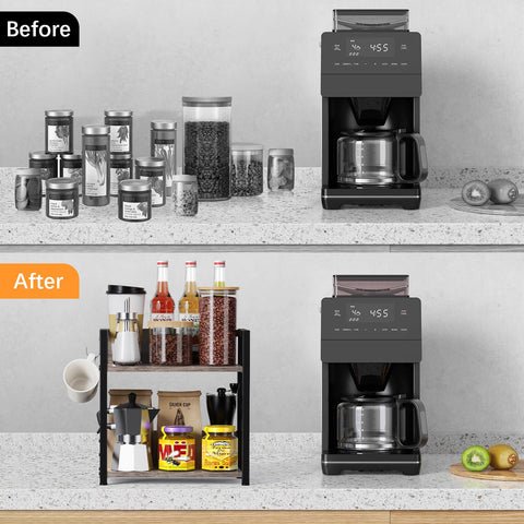 RUILALIFE medium-large two-tier shelf fits compact countertops and varied spaces.