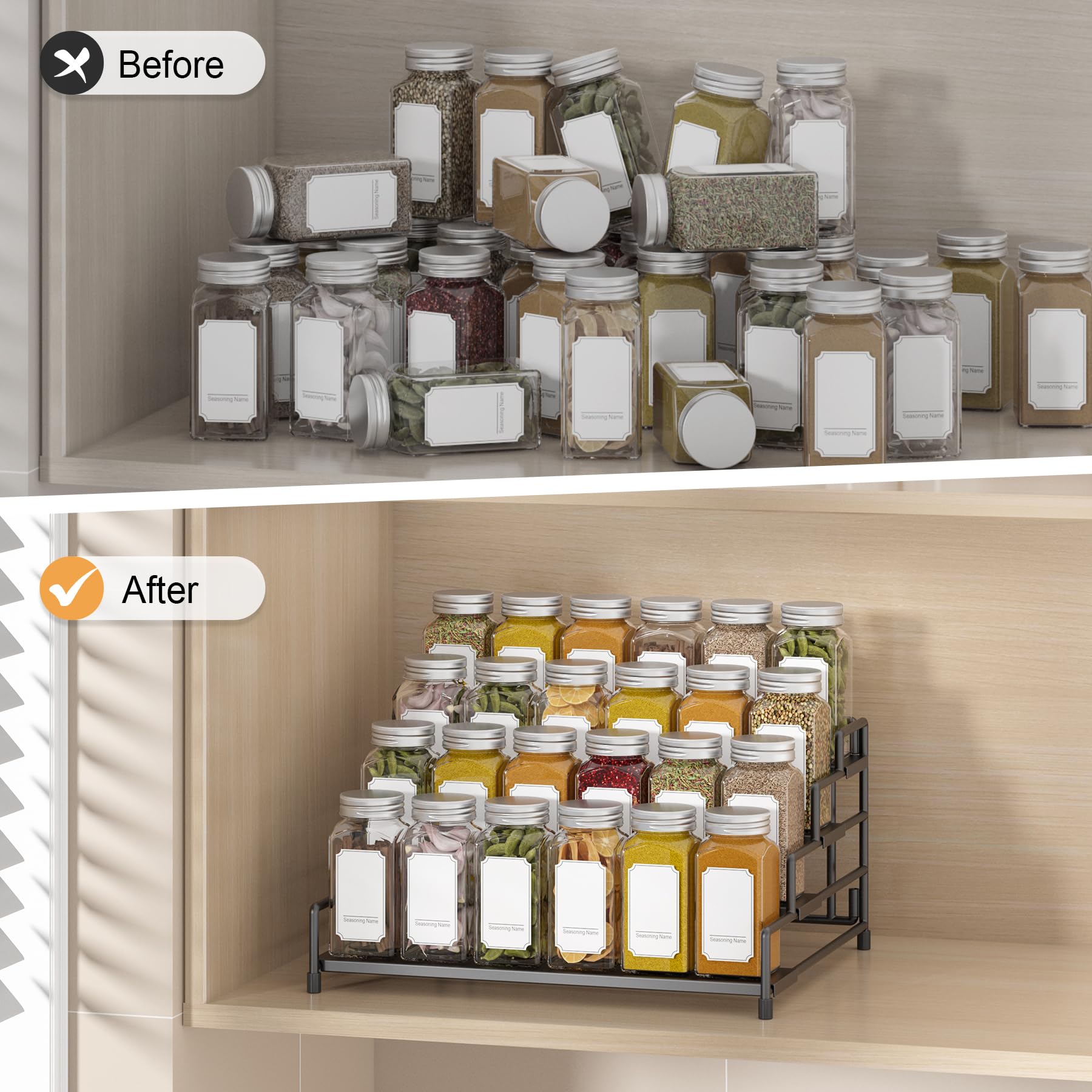 RUILALIFE adjustable-depth close-up showing shelf depth flexibility