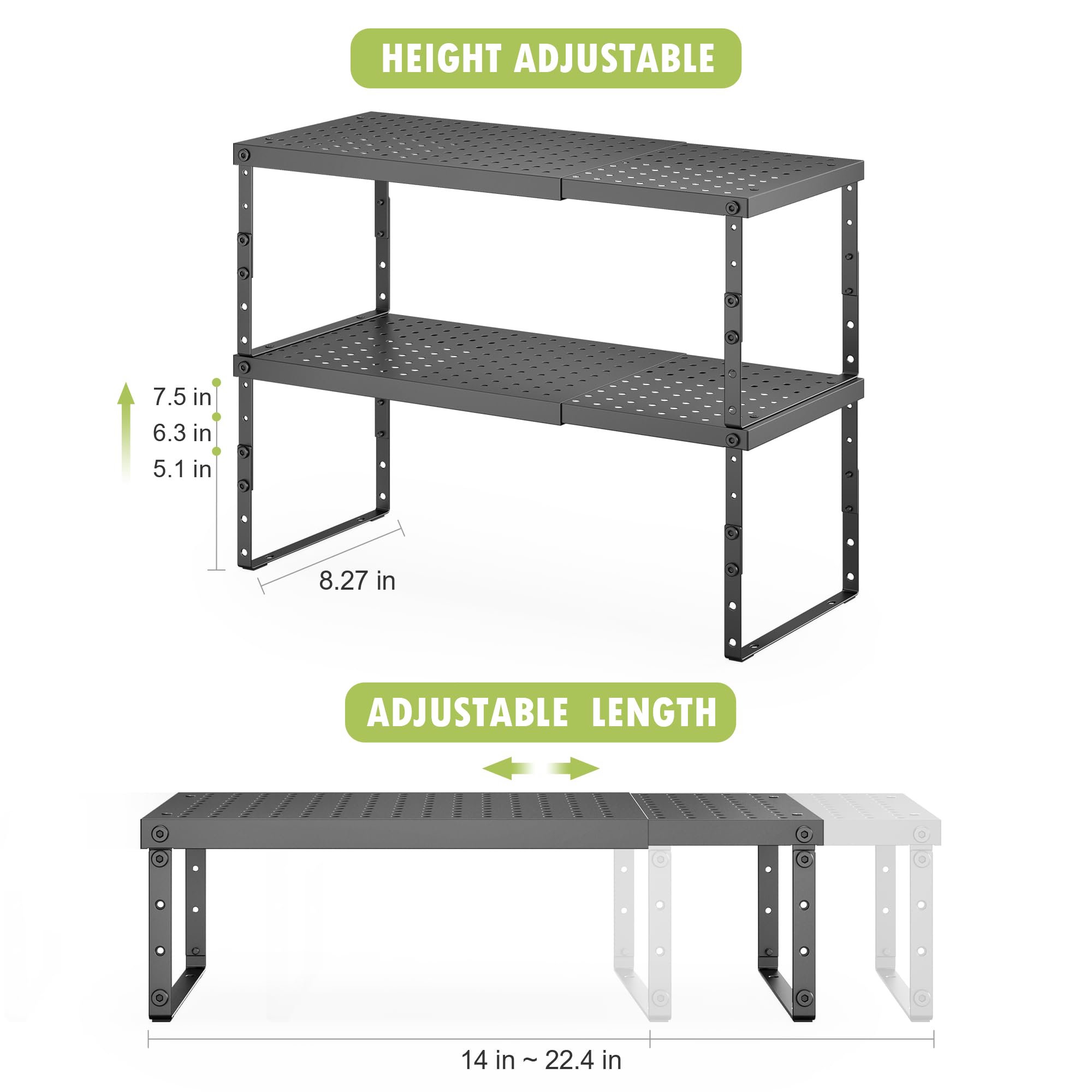 RUILALIFE stackable kitchen counter rack creates extra counter storage
