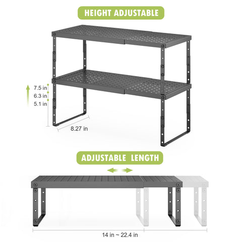 RUILALIFE stackable kitchen counter rack creates extra counter storage