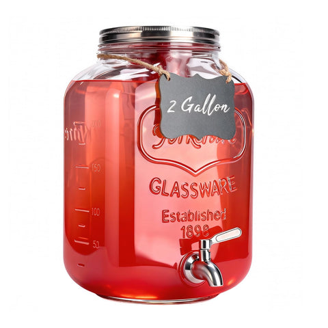 RuileMei 2 gallon glass dispenser with stainless steel spigot for smooth, leak-proof pouring