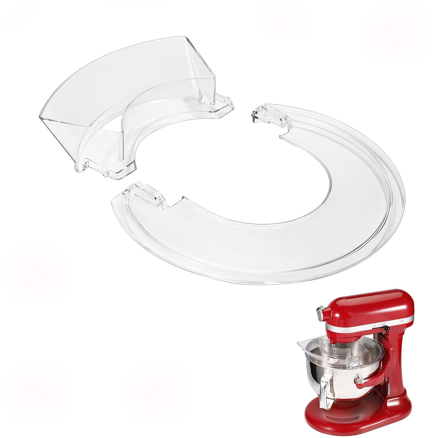 Ruioaw removable pouring shield for KitchenAid 5.5-7qt keeps flour contained during mixing.