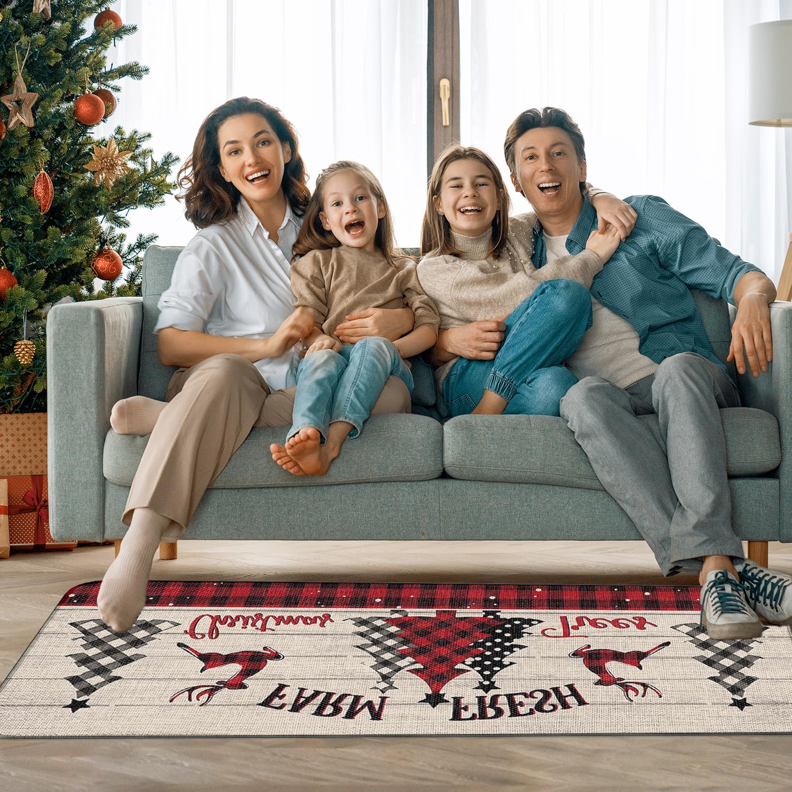 RUIZHUO Christmas kitchen rugs in entry or kitchen decor adding holiday charm.