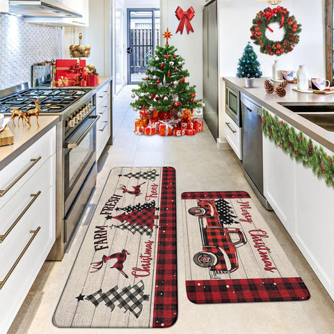RUIZHUO Christmas kitchen rugs moisture and stain resistant surface for easy maintenance.