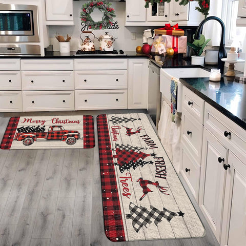 RUIZHUO Christmas kitchen rugs non-slip backing prevents slips on wood or tile.