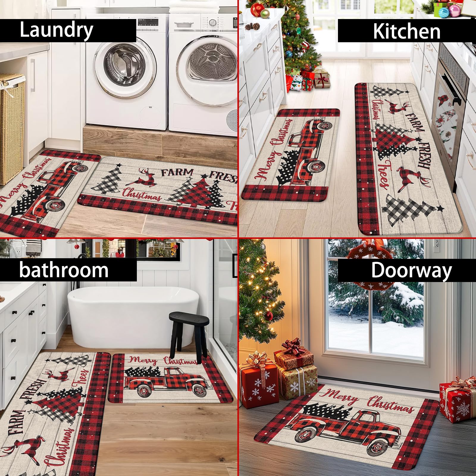RUIZHUO Christmas kitchen rugs velvet texture close-up highlighting plush feel.